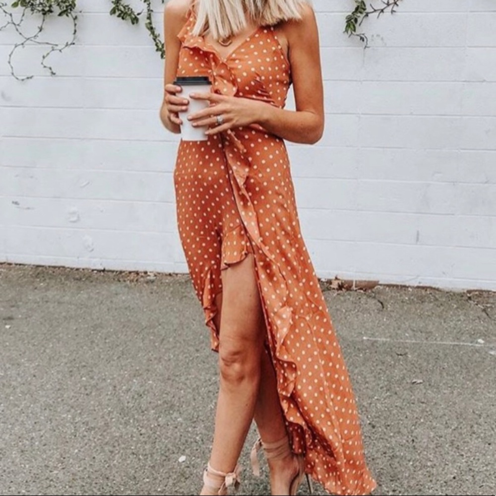 VICI ruffle polka dot maxi dress